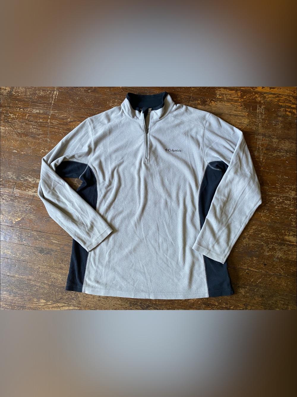Columbia Light Gray & Black Half-Zip Fleece Pullover